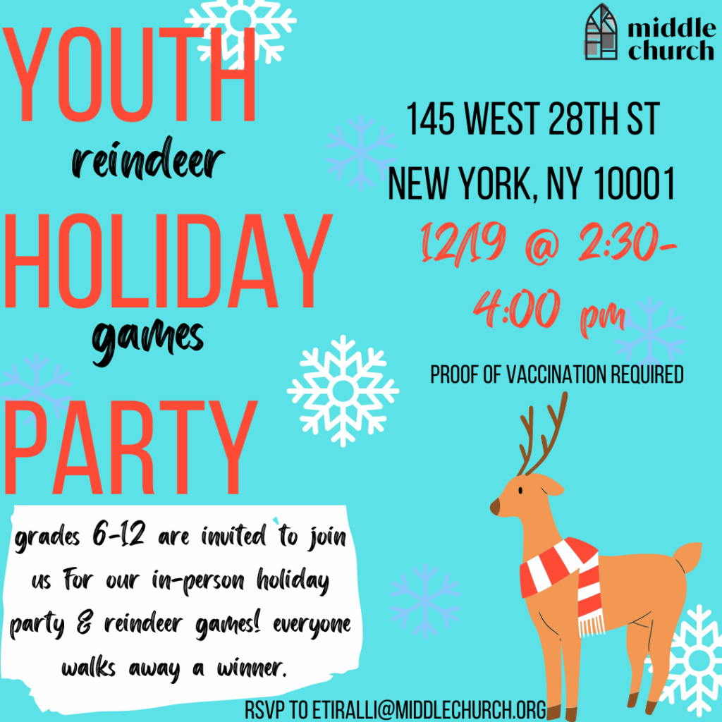 Youth Holiday Party Reindeer Games Middle Church